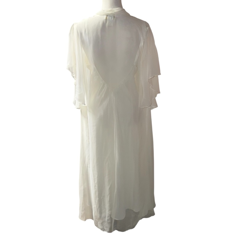 Vintage Dentelle robe and slip dress nightgown set 2 pc sheer lace bridal S/M - Picture 6 of 16